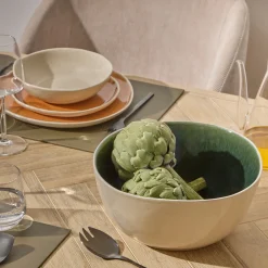 atmosphera Cuencos, Fuentes Y Ensaladeras>Ensaladera WONJA verde de porcelana 26cm