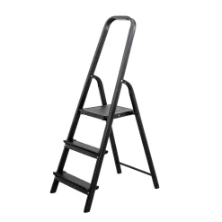 Bancos Y Escaleras>Escalera Negra Con 3 Peldaños De Aluminio 130cm