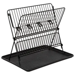 Encimera Y Lavavajillas>Escurreplatos Metálico 2 Niveles Negro