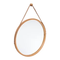 5five Espejos>Espejo De Baño Bambú Con Asa De Cuero