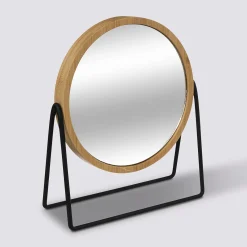 5five Espejos>Espejo de baño de bambú con soporte metálico