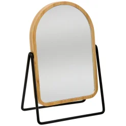 5five Espejos>Espejo de baño de bambú con soporte metálico