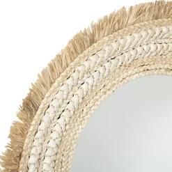 atmosphera Espejos|Estilo Rústico>Espejo De Pared Celia Rafia Beige 68Cm