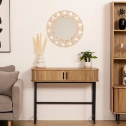 atmosphera Espejos>Espejo De Pared De Algodón Beige 56Cm