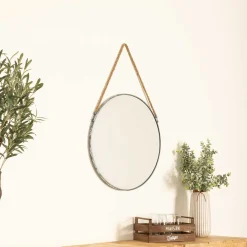 atmosphera Espejos>Espejo De Pared Metal Gris C/Cuerda 55Cm