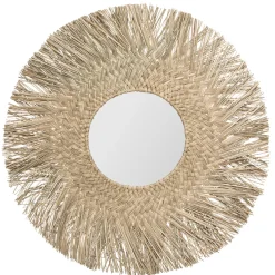 atmosphera Espejos|Estilo Oriental>Espejo De Pared Redondo Ael Beige De Rafia 80Cm