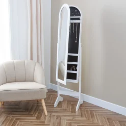 atmosphera Espejos>Espejo de pie con joyero LEXY blanco