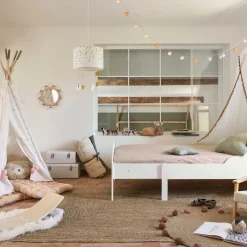 Niños atmosphera4kids Accesorios Decorativos>Espejo POMME beige de ratán con pompones 38cm