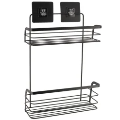 Accesorios De Baño>Estante De Baño Negro Con 2 Niveles