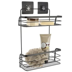 Accesorios De Baño>Estante De Baño Negro Con 2 Niveles