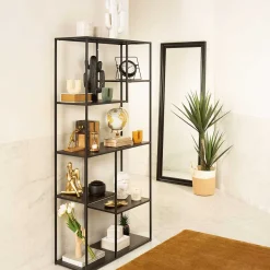 atmosphera Estantes Y Cómodas|Estilo Industrial>Estantería De Metal Negra 90x35x180Cm