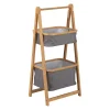 Muebles Con Lavabo Y Auxiliares>Estanteria de bambú con 2 cestas