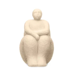 Accesorios>Estatua beige forma de mujer sentada de cerámica