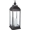 atmosphera Farolillos>Farol De Metal Negro 3 Velas Led Antique