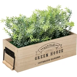 atmosphera Plantas Y Flores Artificiales|Estilo Industrial>Florero De Madera C/Plantas Artif.25.5Cm