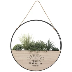 atmosphera Jarrones Y Vasos|Estilo Industrial>Florero Redondo Colgante De Madera 44Cm