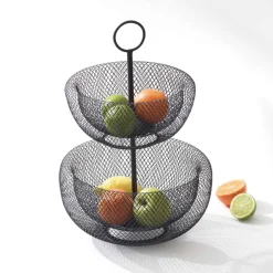 5five Fruteros>Frutero Metálico Con 2 Niveles 29.5x43