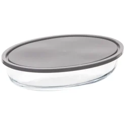 Bandejas Y Platos Para Horno>Fuente ovalada para horno de vidrio con tapa