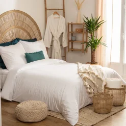 atmosphera Cojines Y Fundas Decorativas>Funda de almohada blanca de algodón percal 50x70cm