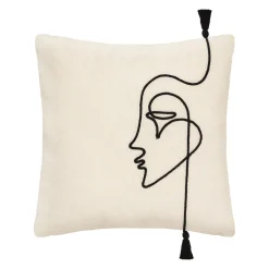 atmosphera Cojines Y Fundas Decorativas>Funda De Cojín Visage Marfil Y Negro 40x40cm
