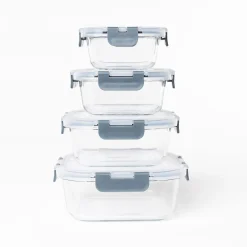 Tapas Y Cubiertas>Hermético Cuadrado Vidrio 1.2L