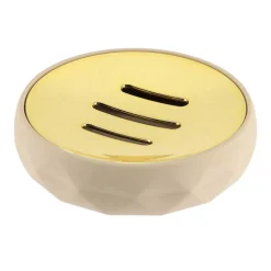 Accesorios De Lavabo>Jabonera Beige Y Dorada