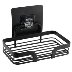 Accesorios De Baño>Jabonera Negra De Metal Con Adhesivo