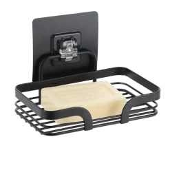 Accesorios De Baño>Jabonera Negra De Metal Con Adhesivo