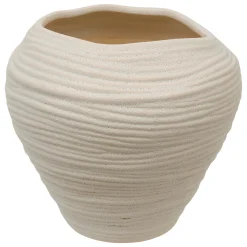 atmosphera Jarrones Y Vasos>Jarrón blanco de cerámica 20x22cm