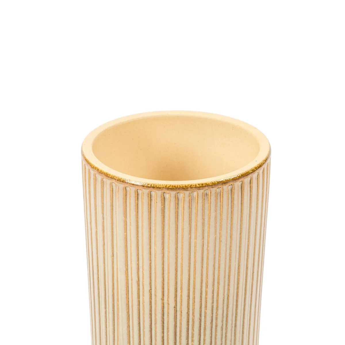 Jarrones Y Vasos>Jarrón Cerámica Rayas Gris Pardo 13x25Cm