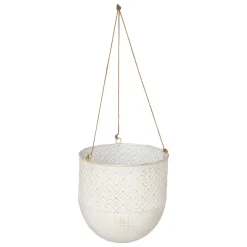 atmosphera Jarrones Y Vasos>Jarrón colgante TINO de metal blanco 36cm