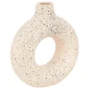 atmosphera Jarrones Y Vasos|Estilo Étnico>Jarrón De Cerámica Blanca Con Lunares Negros 30cm