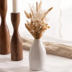 atmosphera Jarrones Y Vasos|Estilo Rústico>Jarrón De Cerámica Con Flores Secas 25cm