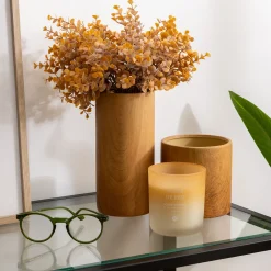 atmosphera Jarrones Y Vasos|Estilo Rústico>Jarrón SOA de cerámica efecto madera 20cm