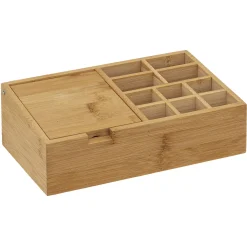 5five Accesorios De Lavabo>Joyero De Bambú Con Espejo 24x8x14Cm