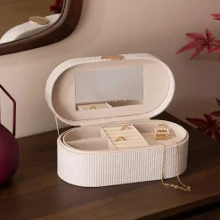 atmosphera Accesorios|Estilo Contemporaneo>Joyero Enya De Terciopelo Beige