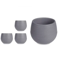 Complementos>Juego 3 Macetas Gris Pardo Depósito Agua