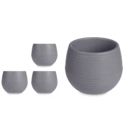 Complementos>Juego 3 Macetas Gris Pardo Depósito Agua