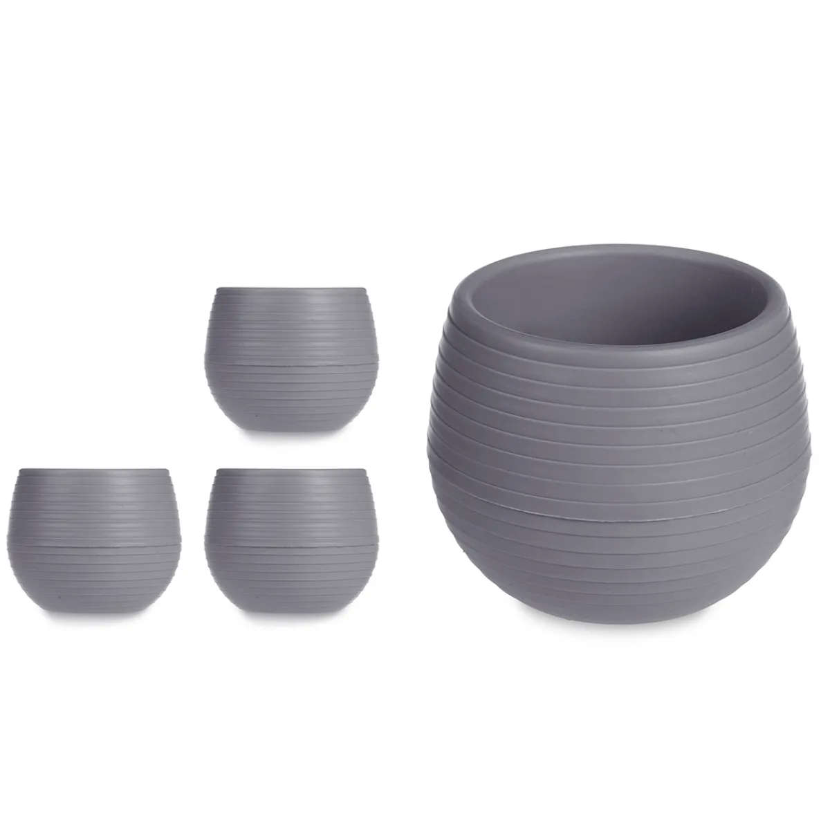 Complementos>Juego 3 Macetas Grises Depósito Agua