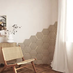 atmosphera Lienzos Y Cuadros Decorativos>Juego 3 paneles decorativos hexagonal COLVA natura