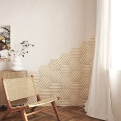 atmosphera Lienzos Y Cuadros Decorativos>Juego 3 paneles decorativos hexagonal COLVA beige