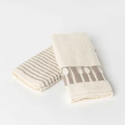 Delantales, Asas Y Paños>Juego 2 paños de cocina BIO blanco algodón 50x50Cm