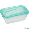 Tapas Y Cubiertas>Juego 5 Recipientes Plast Tapa Azul 0.5L