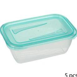 Tapas Y Cubiertas>Juego 5 Recipientes Plast Tapa Azul 0.5L
