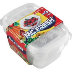 Tapas Y Cubiertas>Juego 3 Recipientes Rect. Plástico 1.2L