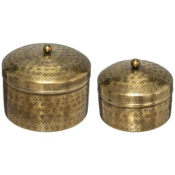atmosphera Accesorios|Estilo Étnico>Juego de 2 cajas OASIS decorativas doradas