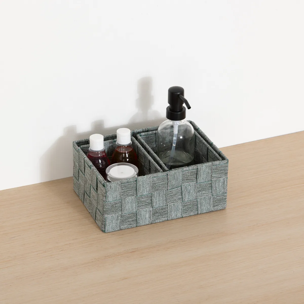 5five Cestas De Almacenamiento>Juego de 3 cestas verde de poliéster