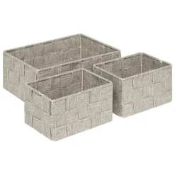 5five Cestas De Almacenamiento>Juego de 3 cestas wc beige de poliéster