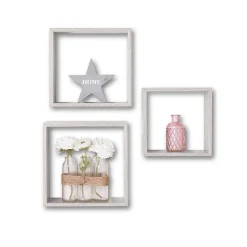 5five Armarios, Estantes Y Estanterías.>Juego De 3 Estantes Cubo Mdf Roble