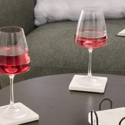 atmosphera Accesorios De Bar>Juego de 4 posavasos blanco de mármol 10cm